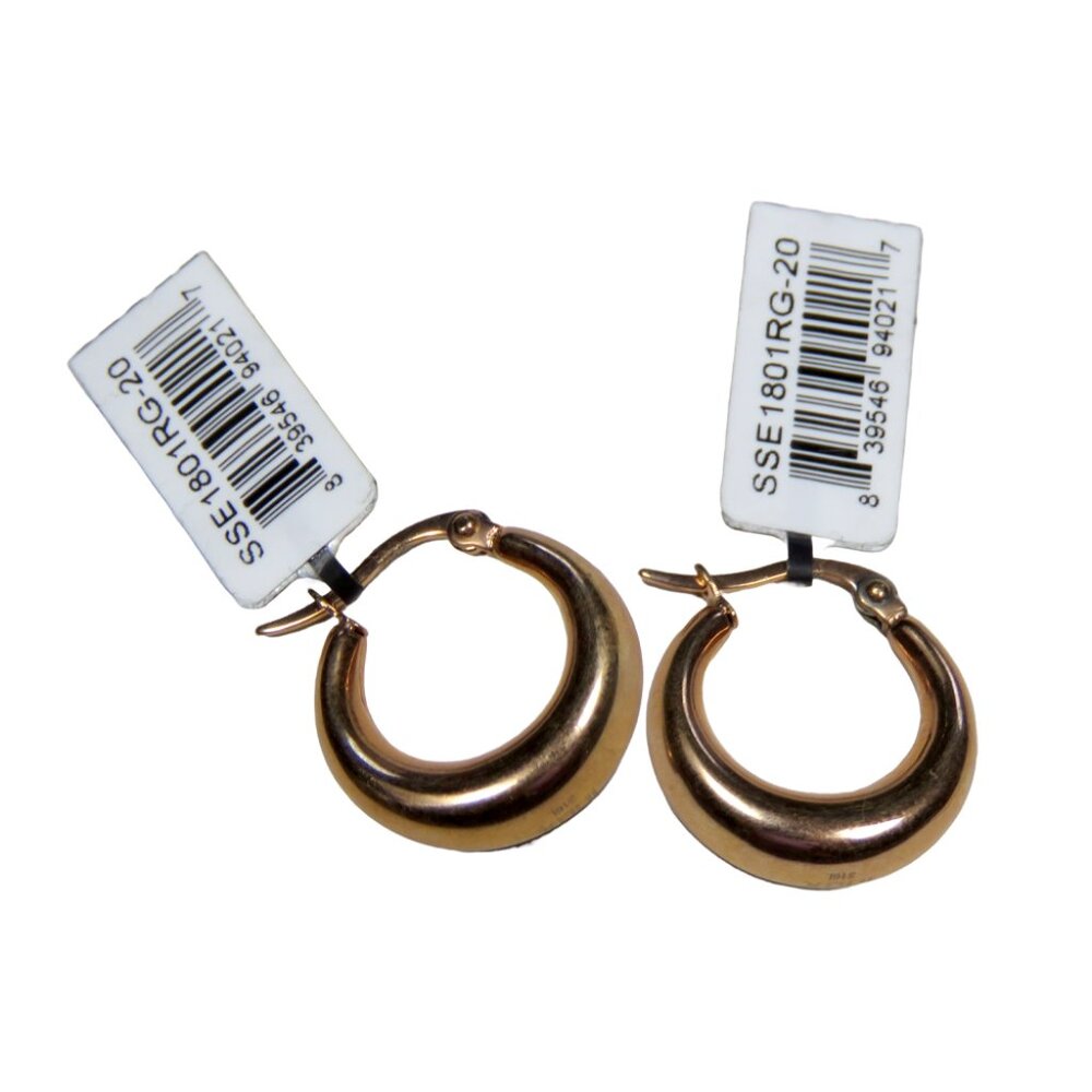 Inox Women's Polished Stainless Steel Rose Gold Hoop Earrings